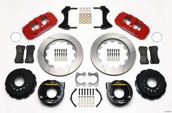 Wilwood - Wilwood AERO4 Rear P-Brake Kit 14.00in Red Small Ford 2.50in Offset