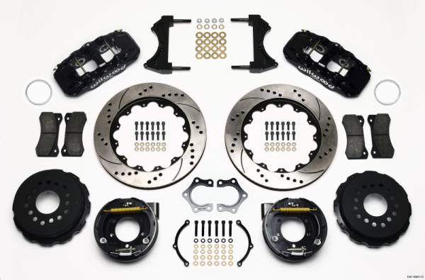 Wilwood - Wilwood AERO4 Rear P-Brake Kit 14.00in Drilled Mopar/Dana 2.36in Off w/Snap Ring Brng