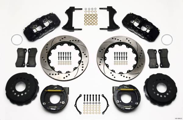 Wilwood - Wilwood AERO4 Rear P-Brake Kit 14.00in Drilled Ford 8.8 w/2.5in Offset-5 Lug