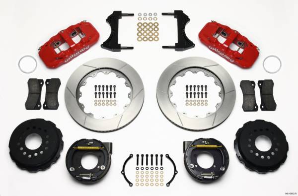 Wilwood - Wilwood AERO4 Rear P-Brake Kit 14.00in Red Ford 8.8 w/2.5in Offset-5 Lug