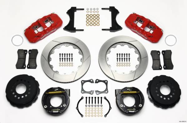 Wilwood - Wilwood AERO4 Rear P-Brake Kit 14.00in Red 58-64 Olds/Pontiac Ends 2.81in Offset