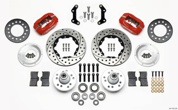 Wilwood - Wilwood Forged Dynalite Front Kit 11.00in Drilled Red 70-72 CDP B & E Body-Disc