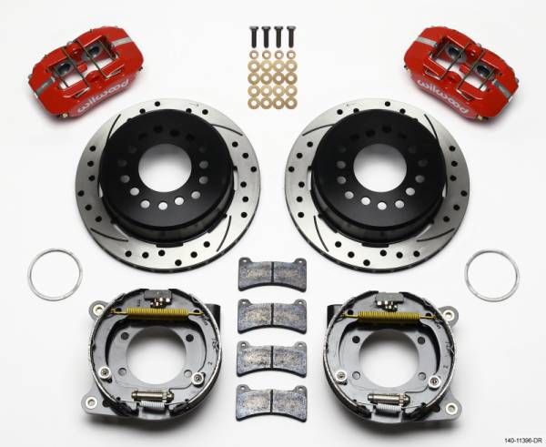 Wilwood - Wilwood Dynapro Low-Profile 11.00in P-Brake Kit Drill-Red Ford 8.8 w/2.50in Offset-5 Lug