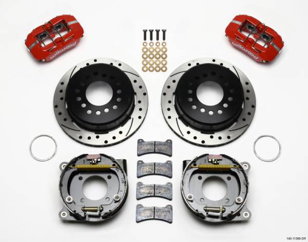 Wilwood - Wilwood Dynapro Low-Profile 11.00in P-Brake Kit Drill-Red Chevy 12 Bolt 2.75in Off w/ C-Clips