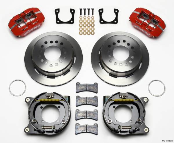 Wilwood - Wilwood Dynapro Low-Profile 11.00in P-Brake Kit - Red Chevy 12 Bolt Spcl 2.81in Off Stag Mount