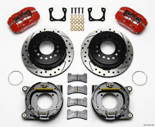 Wilwood - Wilwood Dynapro Low-Profile 11.00in P-Brake Kit Drill-Red Chevy 12 Bolt Spcl 2.81in Offset