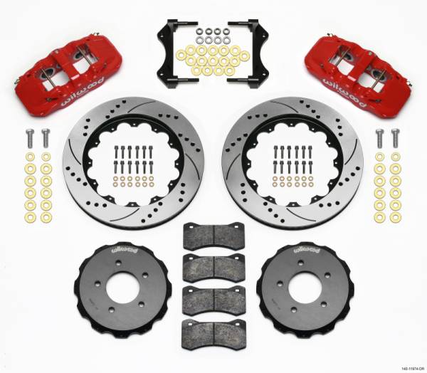 Wilwood - Wilwood AERO6 Front Hat Kit 14.00 Drilled Red 99-06 BMW E46