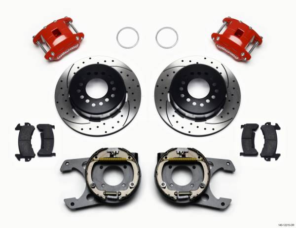 Wilwood - Wilwood D154 P/S P-B Kit Drilled-Red Chevy 12 Bolt 2.75in Off w/ C-Clips