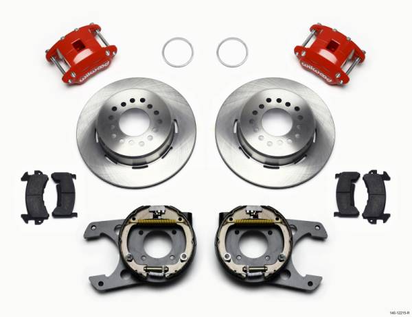 Wilwood - Wilwood D154 P/S Park Brake Kit Red Chevy 12 Bolt 2.75in Off w/ C-Clips