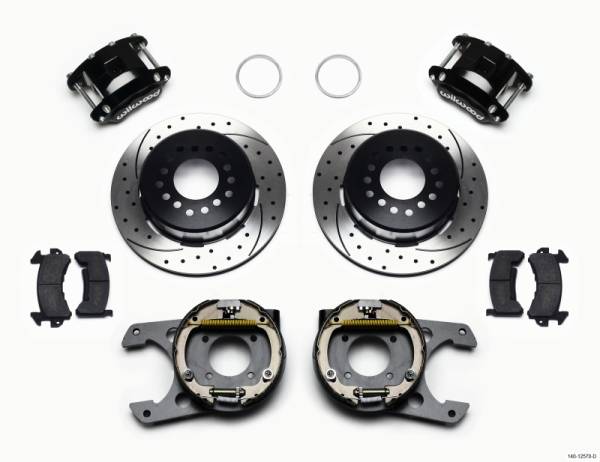 Wilwood - Wilwood D154 P/S Park Brake Kit Drilled 12 Bolt 2.75in offset Staggered Shock