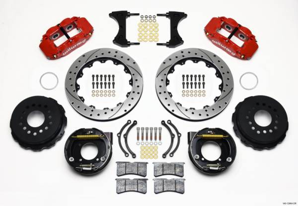 Wilwood - Wilwood Narrow Superlite 4R Rear P-Brk Kit 12.88in Drilled Red Chevy 12 Bolt w/ C-Clips - 140-12964-DR