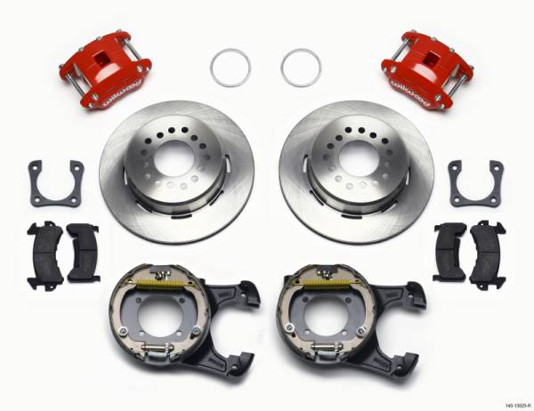 Wilwood - Wilwood D154 P/S Park Brake Kit Red 12 Bolt 2.81in Offset Staggered Shock