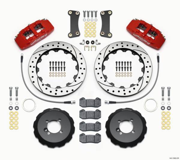 Wilwood - Wilwood Dynapro 6 Front Hat Kit 12.88in Drilled Red 2002-Up Mini Cooper w/ Lines