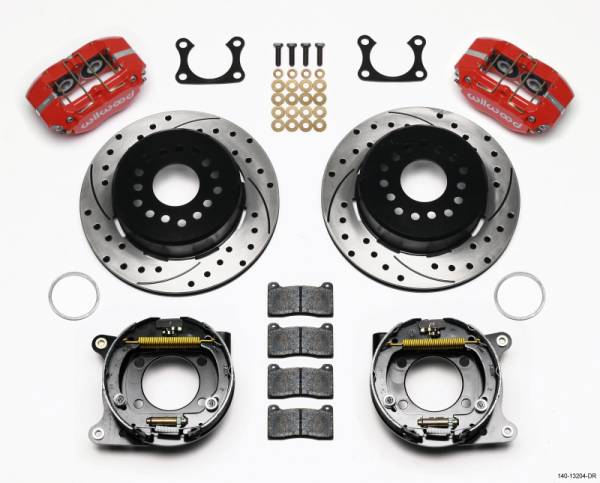 Wilwood - Wilwood Dynapro Dust-Boot P/S Park Brake Kit Drilled Red Big Ford 2.36in Offset