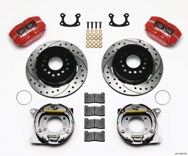 Wilwood - Wilwood Dynapro Dust-Boot P/S Park Brake Kit Drilled Red Small Ford 2.66in Offset