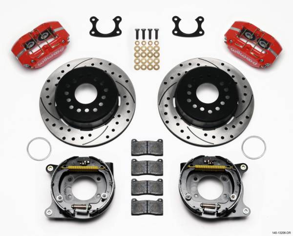 Wilwood - Wilwood Dynapro Dust-Boot P/S Park Brake Kit Drilled Red Small Ford 2.50in Offset