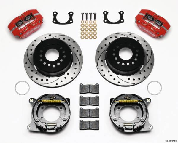 Wilwood - Wilwood Dynapro Dust-Boot P/S Park Brake Kit Drilled Red New Big Ford 2.50in Offset