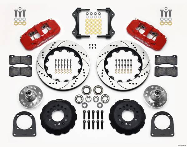 Wilwood - Wilwood AERO6 Front Hub Kit 14.00in Drill Red TCI-IFS 71-78 (Pinto Based)