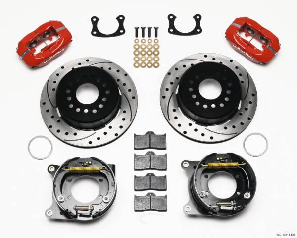 Wilwood - Wilwood Forged Dynalite P/S Park Brake Kit Drilled Red BOP Axle 2.75in Bearing 2.75 Offset