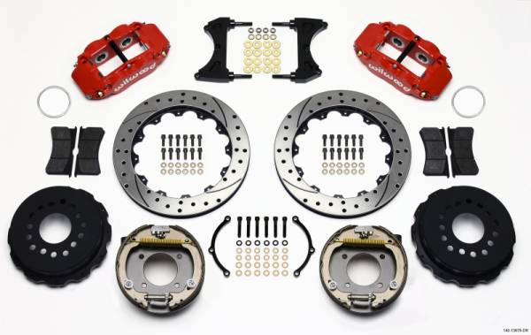 Wilwood - Wilwood Narrow Superlite 4R Rear P-Brk Kit 12.88in Drill Red Chevy 12 Bolt w/ C-Clips