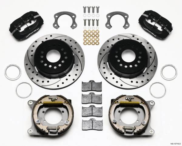 Wilwood - Wilwood Forged Dynalite P/S Park Brake Kit Drilled Ford 8.8 Special w/2.50in Offset-5 Lug - 140-13719-D