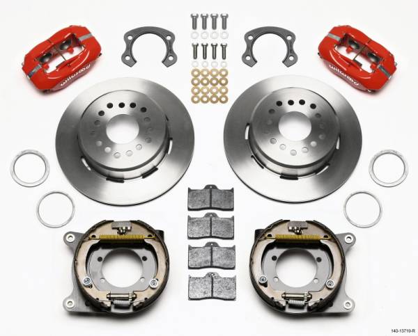 Wilwood - Wilwood Forged Dynalite P/S Park Brake Kit Red Ford 8.8 Special w/2.50in Offset-5 Lug