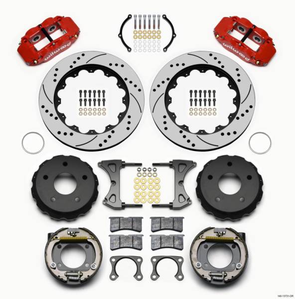 Wilwood - Wilwood Narrow Superlite 4R Rear P-Brk Kit 14.00in Drill Red Big Ford 2.00in Off Bronco 5 x 5.50