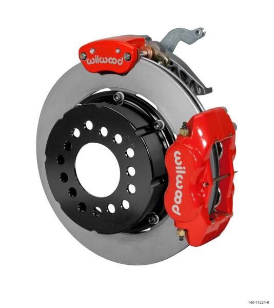 Wilwood - Wilwood Forged Dynalite P/S Rear Kit w/MC4 P-Brake Red Chev 12 Bolt w/Clip Eliminator - 140-14224-R