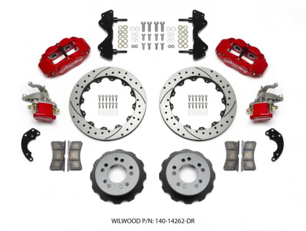 Wilwood - Wilwood Narrow Superlite 4R / MC4 Rear Kit 12.88 Drilled Red Currie Pro-Tour Unit Bearing Floater