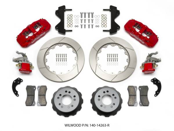 Wilwood - Wilwood AERO4 / MC4 Rear Kit 14.00 Red Currie Pro-Tour Unit Bearing Floater