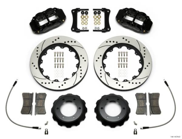 Wilwood - Wilwood Narrow Superlite Black 6R Front Kit 14in Drilled Rotor w/ Lines 05-15 Toyota Tacoma