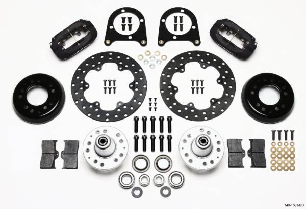 Wilwood - Wilwood Forged Dynalite Front Drag Kit Drilled Rotor 37-48 Ford Psgr. Car Spindle