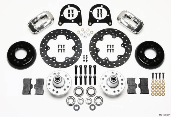 Wilwood - Wilwood Forged Dynalite Front Drag Kit Drilled Polished 37-48 Ford Psgr. Car Spindle