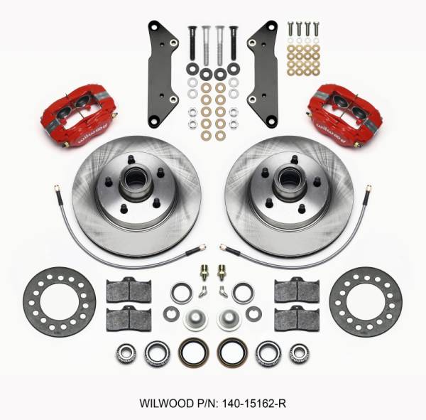 Wilwood - Wilwood Forged Dynalite-M Front Kit 11.88in 1 PC Rotor&Hub Red Cadillac 1957-60