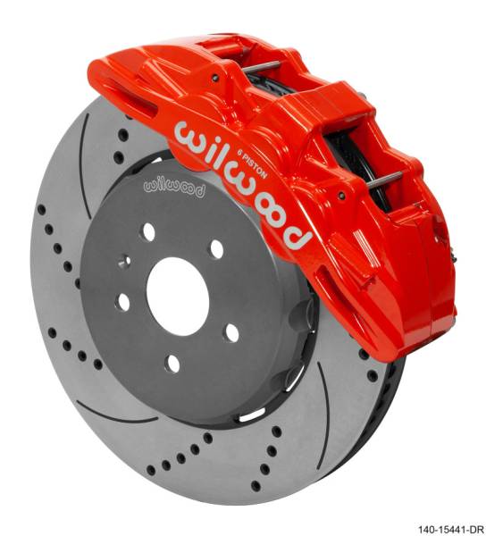 Wilwood - Wilwood SX6R Front Brake Kit 15in SRP Drilled/Slotted Rotor - Red