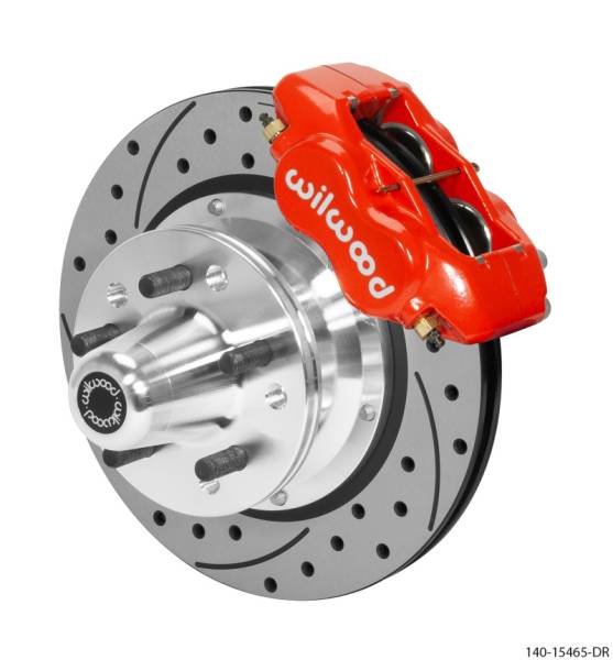 Wilwood - Wilwood Forged Dynalite Pro Series Front Brake Kit Red Caliper 11.00in SRP Drilled & Slotted Rotor