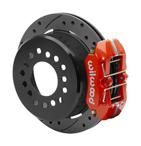 Wilwood - Wilwood Small Ford 11 in. Forged Dynapro Low-Profile Rear Parking Brake Kit (Red, Drilled & Slotted)