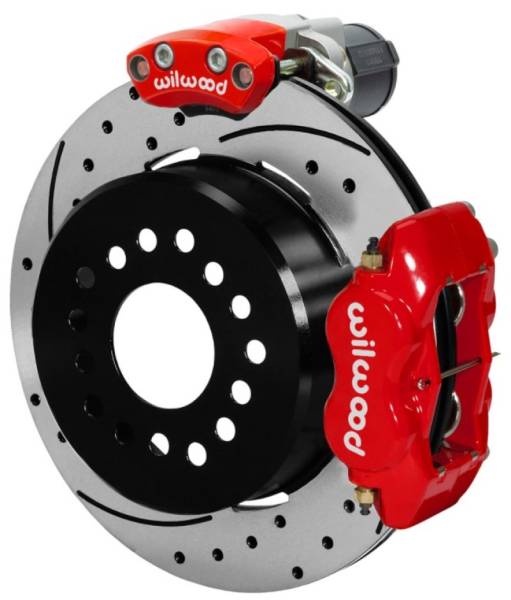 Wilwood - Wilwood Forged Dynalite Rear Electronic Parking Brake Kit - Red Powder Coat Caliper - D/S Rotor