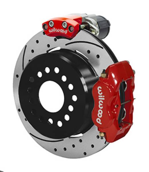 Wilwood - Wilwood Forged Dynalite Rear Electronic Parking Brake Kit - Red Powder Coat Caliper - SRP D/S Rotor