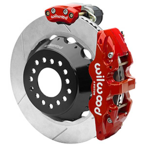 Wilwood - Wilwood AERO4 Big Brake Rear Electronic Parking Brake Kit - Red - Powder Coat Caliper - GT SLT Rotor