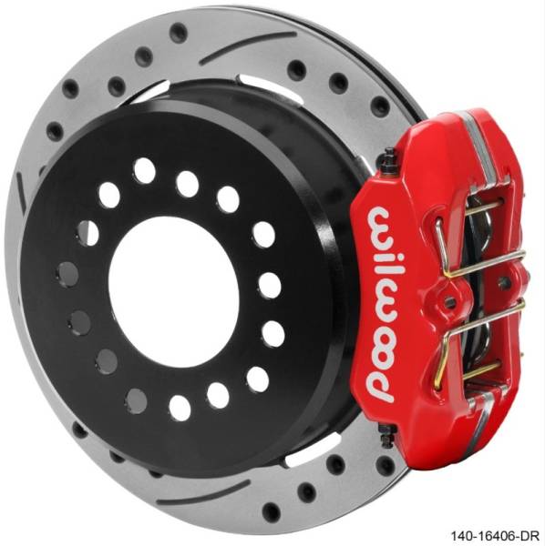 Wilwood - Wilwood Ford Explorer 8.8in Rear Axle Dynapro Disc Brake Kit 11in Drilled/Slotted Rotor -Red Caliper 140-16406-DR