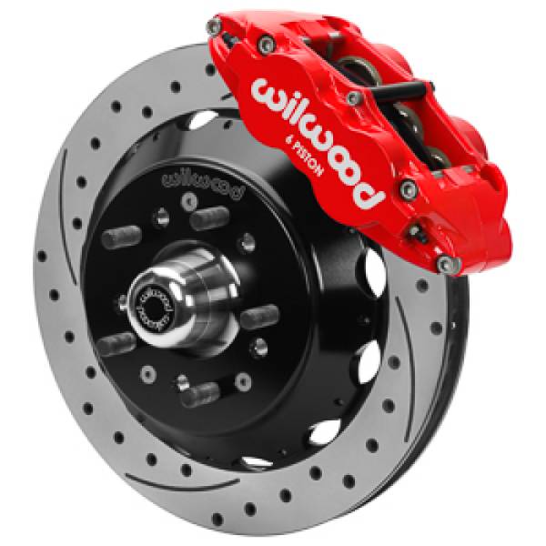 Wilwood - Wilwood Forged 6 Piston Red Superlite Caliper GT 48 Vane Spec37 Drilled & Slotted Rotor - 12.88x1.25