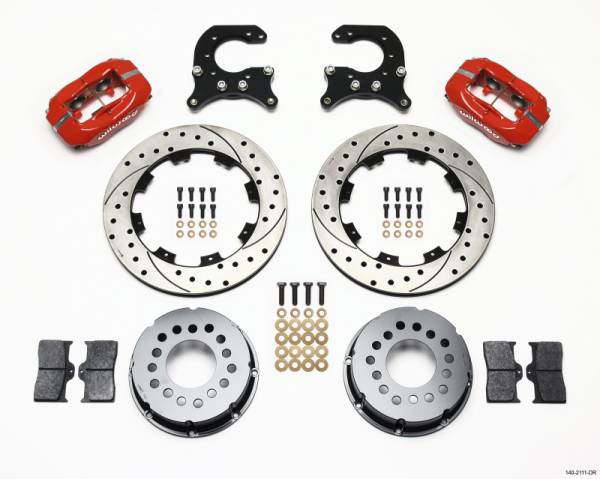 Wilwood - Wilwood Forged Dynalite P/S Rear Kit Drilled Red 58-64 Olds/Pontiac Ends