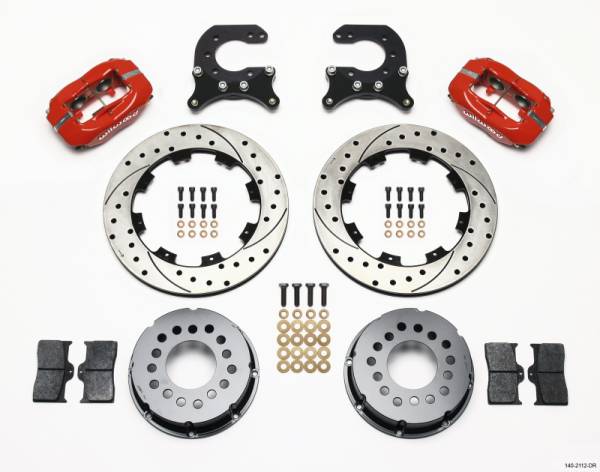 Wilwood - Wilwood Forged Dynalite P/S Rear Kit Drilled Red Chev 12 Bolt w C-Clips