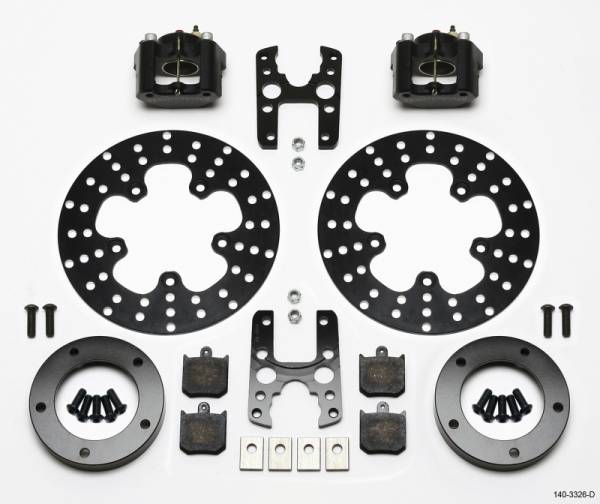 Wilwood - Wilwood Dynalite Single Floater Front Drag Kit Drilled P&S Anglia Spindle Mount Wheel