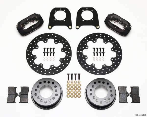 Wilwood - Wilwood Forged Dynalite Rear Drag Kit Drilled Rotor Chev 12 Bolt w/Clip Eliminator