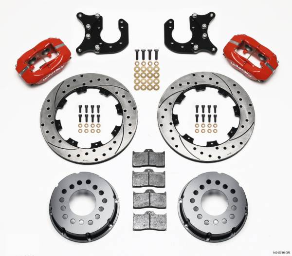 Wilwood - Wilwood Forged Dynalite P/S Rear Kit Drilled Red Chevy 12 Bolt-Spec 3.15in Brng