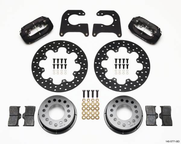 Wilwood - Wilwood Forged Dynalite Rear Drag Kit Drilled Rotor Chevy 12 Bolt-Spec 3.15in Brng