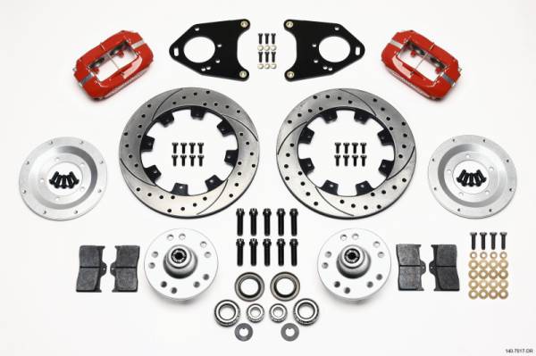 Wilwood - Wilwood Forged Dynalite Front Kit 12.19in Drilled Red 71-80 Pinto/Mustang II Disc & Drum