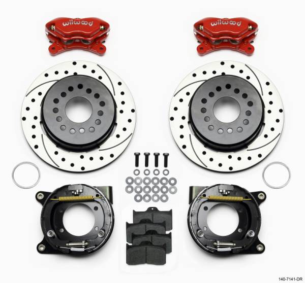 Wilwood - Wilwood Forged Dynalite P/S P-B Kit Drilled-Red Chevy 12 Bolt w/ C-Clips